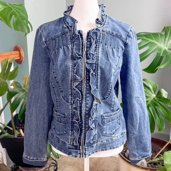 Denim Ruffle Jacket - Picture 2 of 8